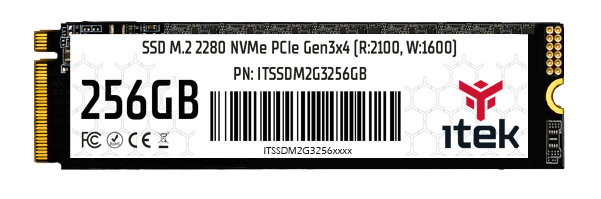 ITEK SSD 256GB M.2 2280 NVMe PCIe Gen3x4 (R:2100, W:1600)