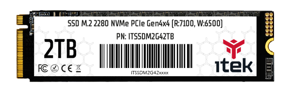 ITEK SSD 2TB M.2 2280 NVMe PCIe Gen4x4 (R:7100, W:6500)